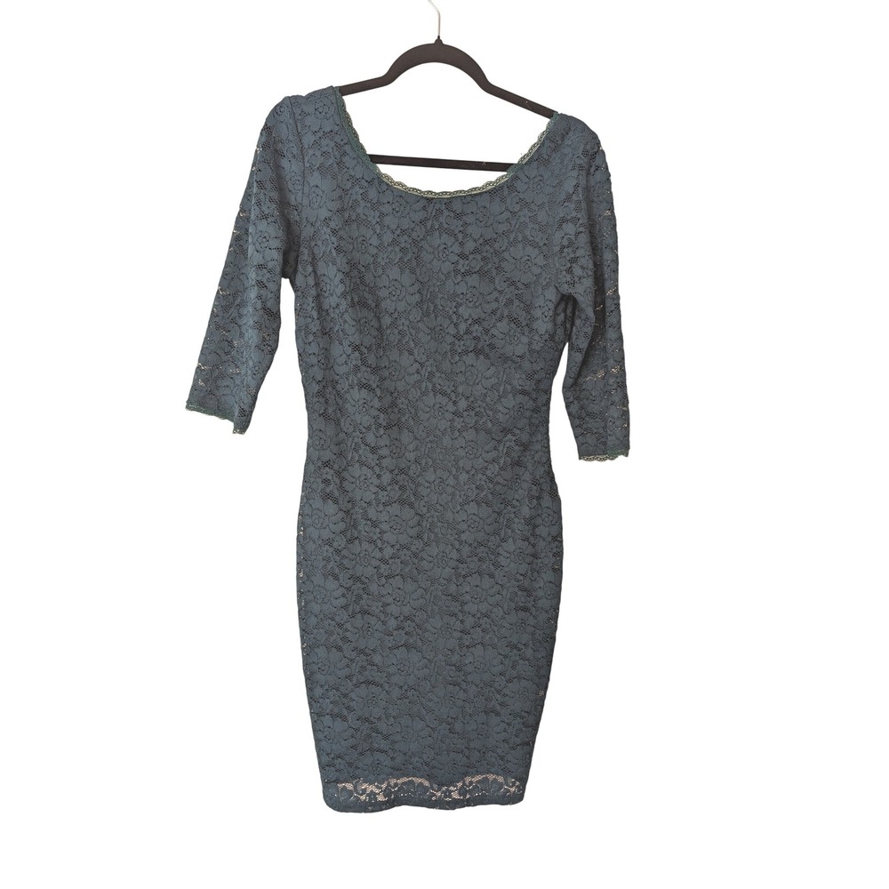 Laundry Women 6 Tailored Green Lace Dress Gold Zip Back Elegant Cocktail Formal - Picture 2 of 11